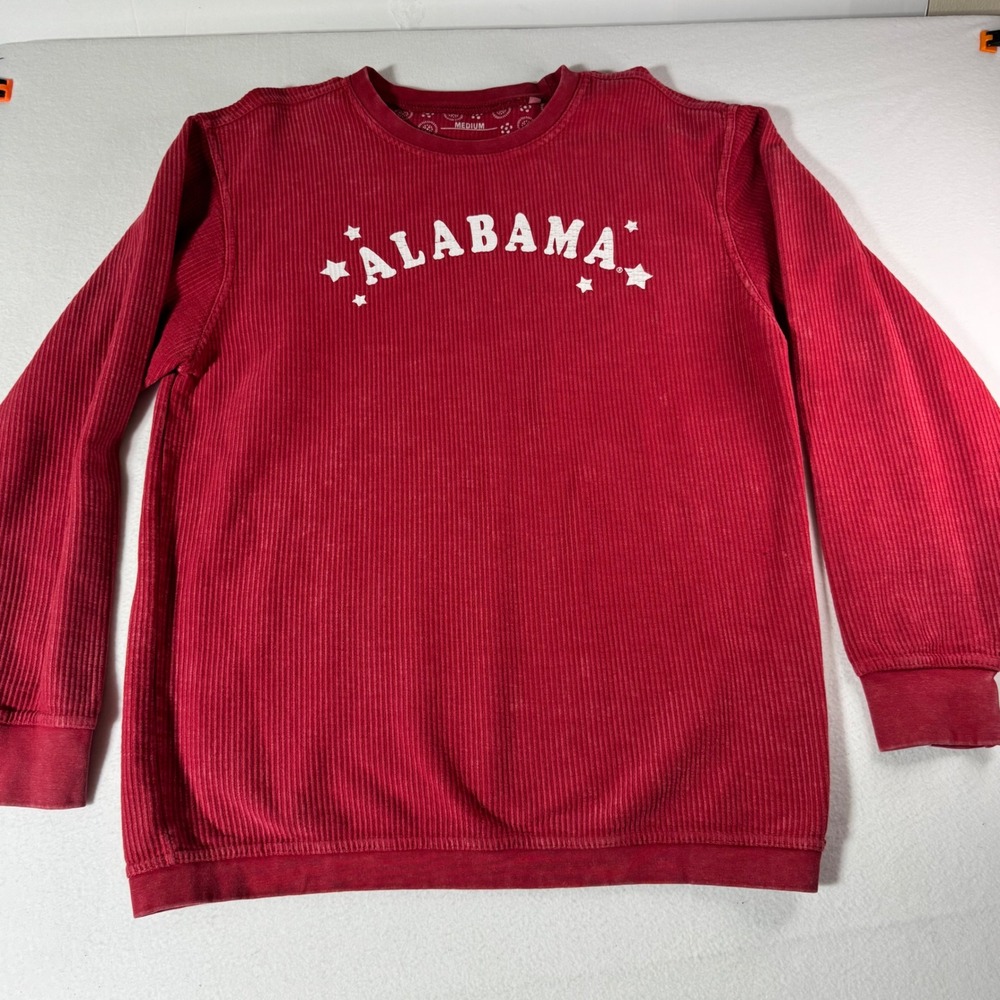 Alabama Crimson Tide Corded Sweatshirt Medium Red Cotton Ribbed Comfy  Pullover